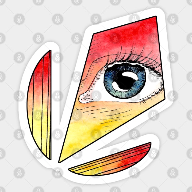 California Sun - Watercolor Eye Tattoo Design Sticker by 5sizes2small